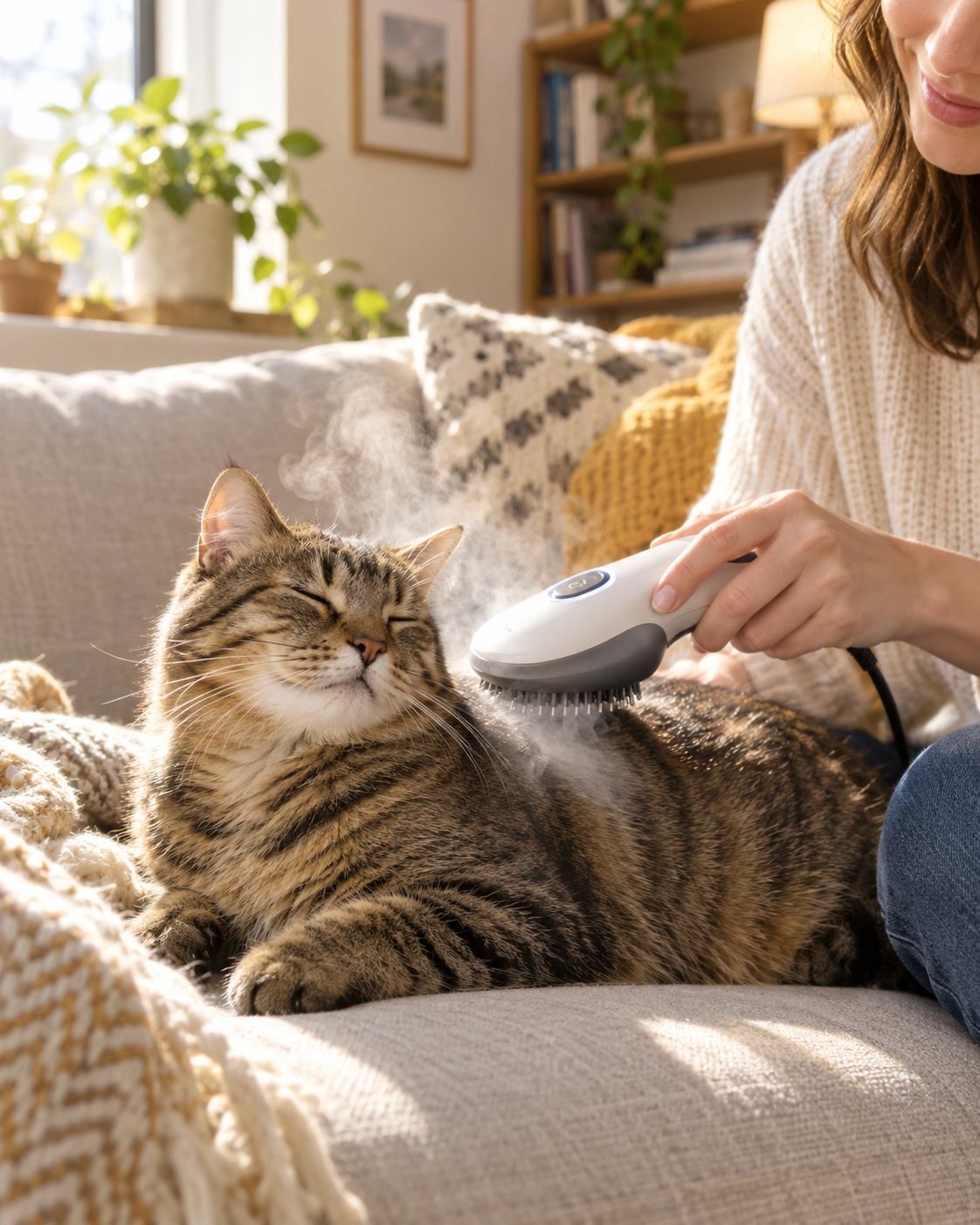 Electric Cat Steam Brush – 3-In-1 Pet Grooming Comb with Water Spray for Cats and Dogs, USB Rechargeable